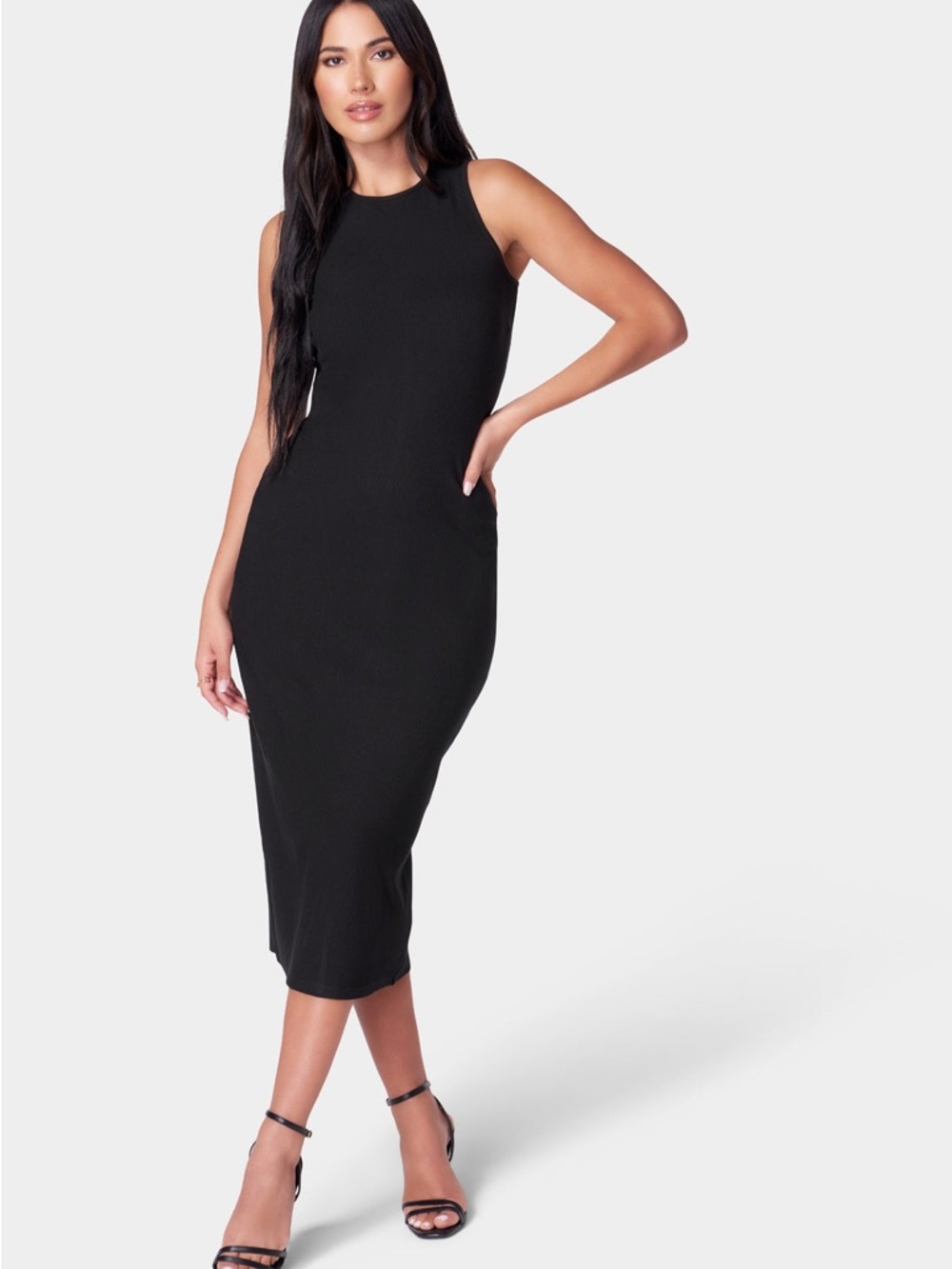 3/$15 NWOT Bebe Women's Black Rib Sleeveless Midi Dress XS ?
